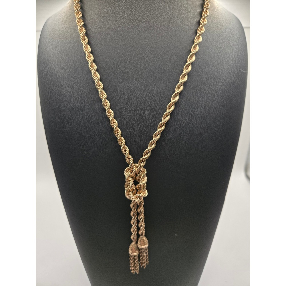 Vintage HSB Harry S Bick 1/20 12K Gold Filled Rope Lariat Tassel Necklace